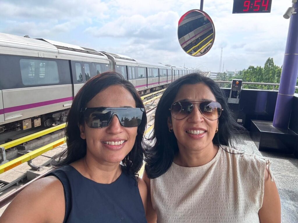 Dr Anuradha Rao on a Bengaluru Metro platform